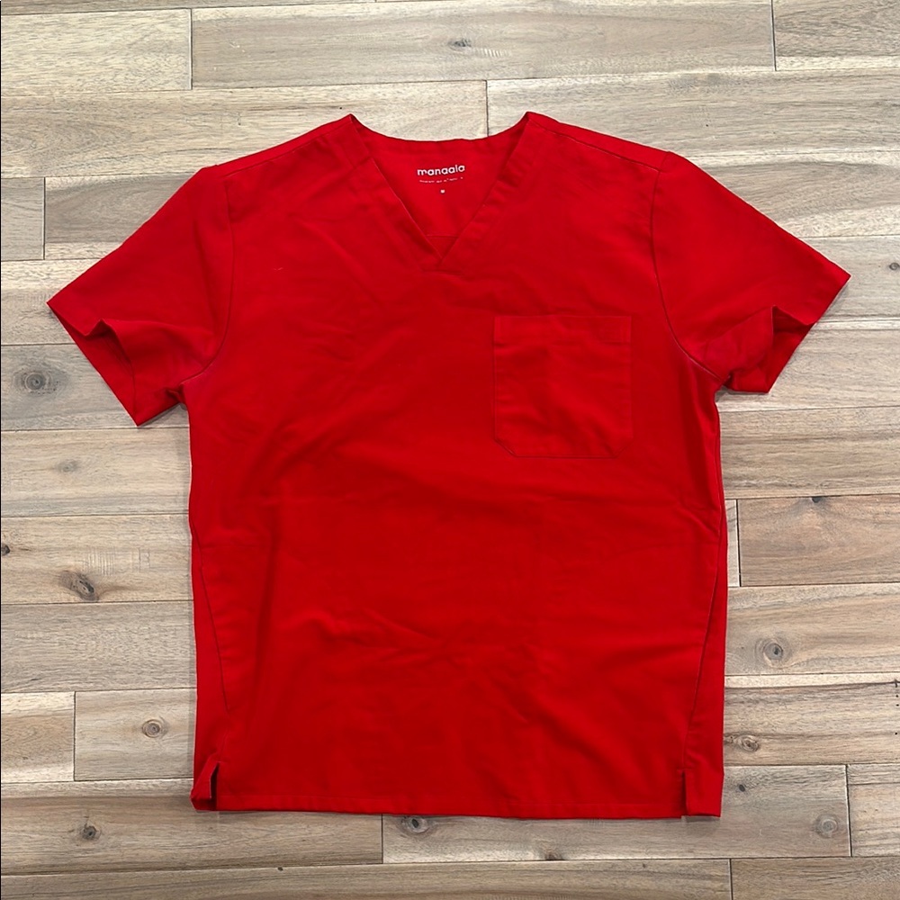 Mandala Men's Red V-Neck scrubs Shirt